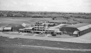 A RAF aerial view of the Airport in 1945, either just before or just after the Liberation