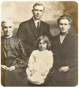 Four generations: Henrietta Messervy, born in St Helier in 1836 and emigrated to Idaho, USA - married Robert Hughes Dowdle (1830-1907); daughter Henrietta Jane Porter, nee Dowdle; grandson Benjamin Jerome Porter; great-granddaughter Wanda Porter