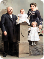 John Petit (1853-1935) and Alice Emily, nee Le Cornu, and daughters