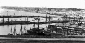 View of St Helier Harbour in the 1870s by Ernest Baudoux