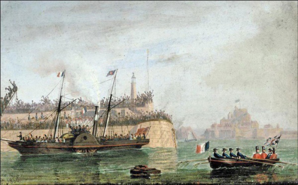 The French delegation arrives at St Helier Harbour