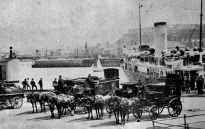 Hotel carriages meet the ss Alberta