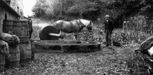 An apple crusher at Augres Farm
