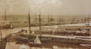 St Helier Harbour in 1860. A photograph believed to have been taken in 1860 by Mrs Slater, one of Jersey's earliest female photographers