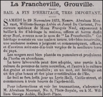 In 1873 the property, owned by Francois Neel, was advertised for sale in Jersey Punch by his curators
