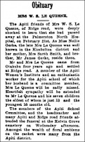 Manawatu Times, 1938 - Death of Mrs Nellie Le Quesne, nee Gerke