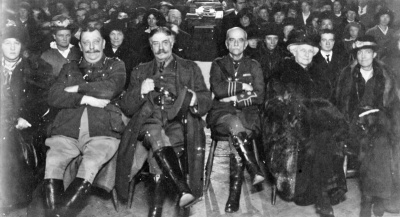 Senior officers of the garrison watching a Christmas Concert at Brighton Road Military Hospital in December 1916. Among those present were the new Lieutenant Governor, General Sir Alexander Wilson and Lady Wilson (on the left), and Lieutenant Colonel John Yourdi of the Royal Army Medical Corps.