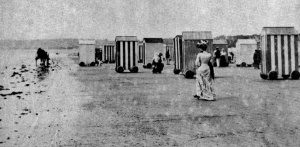 Bathing machines on the beach at First Tower in 1900