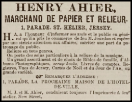 Paper merchant and bookbinder Henry Ahier was in business at 1 Parade in 1880