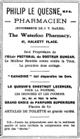 Le Quesne's pharmacy on the corner of Halkett Place and Waterloo Street, 1940