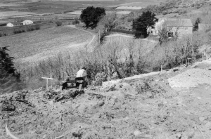 Work on building a retaining wall for ...