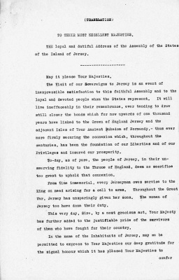 The Bailiff's Loyal address to the King and Queen ...