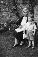 Maud Irene Briard, nee de Gruchy, aged 85, at Noirmont Manor, with a great-nephew