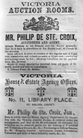 This 1874 almanac advert shows Philippe snr running the auction side of the business and his son Philippe running the estate agency section. But Philippe snr died in August 1873, so the advertisement must have been placed before his death