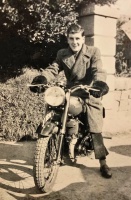 Edward Cabot on his BSA motor cycle in the 1950s