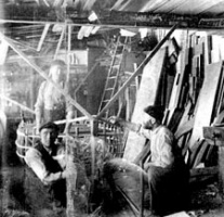 Philip Le Huquet's boat-building shed at Gorey