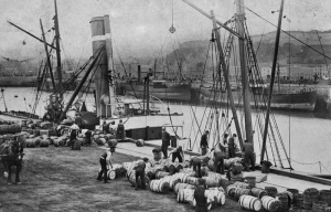 Loading potatoes on the Albert Pier in 1908