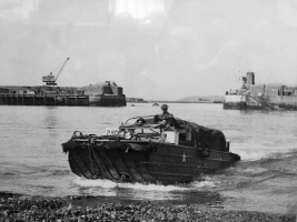 A landing craft in St Helier Harbour