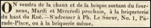 Philippe Le Sueur, of 1 Parade Place, advertised bricks for sale in 1830 ...