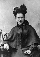 Anne Marie Rebindaine, born in Normandy in 1864 and a servant in the Noel household, married farm labourer Pierre Victor Le Brisez in St Martin, Jersey in 1888, at the same time acknowledging Eva Louisa, born five months earlier, as their daughter. The couple had two further children. A portrait photograph like this is most unusual for the wife of a farm worker