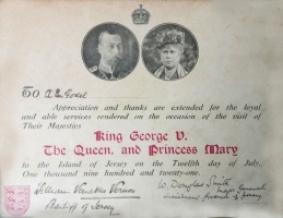 A certificate recording A E Godel's involvement in the visit