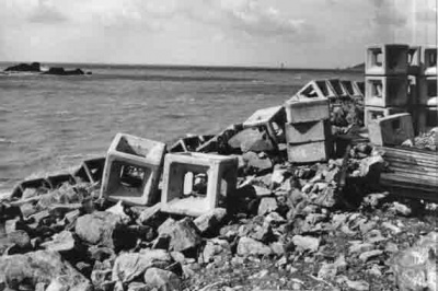 September 1974 - unsecured cobs are moved by the power of the sea