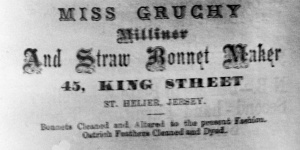 An advert from 1874 for Miss Gruchy's millinery business