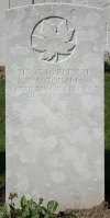 The grave of Great War casualty Sydney Alfred Touzel at Etaples Military Cemetery, Pas de Calais