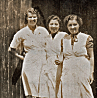 Amyss de Carteret with work colleagues Rene and Rita at Besco Laundry in 1942