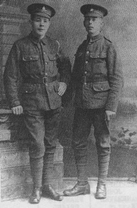 Harold Stanley de Gruchy, on the left, with a comrade, Great War; (Volta Watson, England)