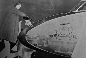 Official naming ceremony for a De Havilland Heron in 1954, by Lady Nicholson, wife of the Lieut-Governor