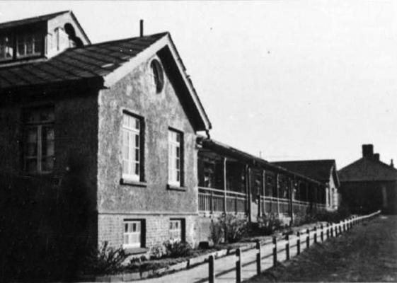 An early, and rare, close-up view of buildings at the barracks