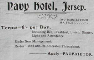 Navy Hotel advert from the 1900s