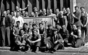 Staff of Ernest Farley and sons who built the Evening Post flats in Charles Street in 1947